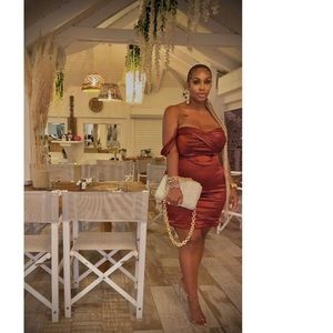 Enchanted Satin Mini Dress - Rust